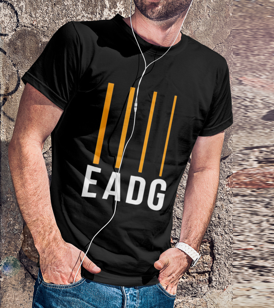 EADG Bass Guitar Four Strings Musician Vertical Lines T-Shirt