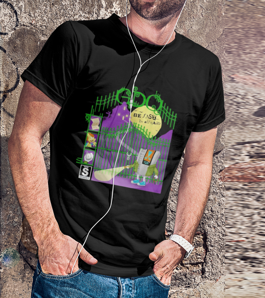 Gdq Be Fast Be Afraid Spooky Retro Robot Gaming T-Shirt