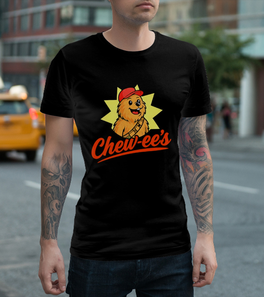 Chewbacca Chew Ee's Star Wars Snack Brand Cartoon Character With Red Hat T-Shirt