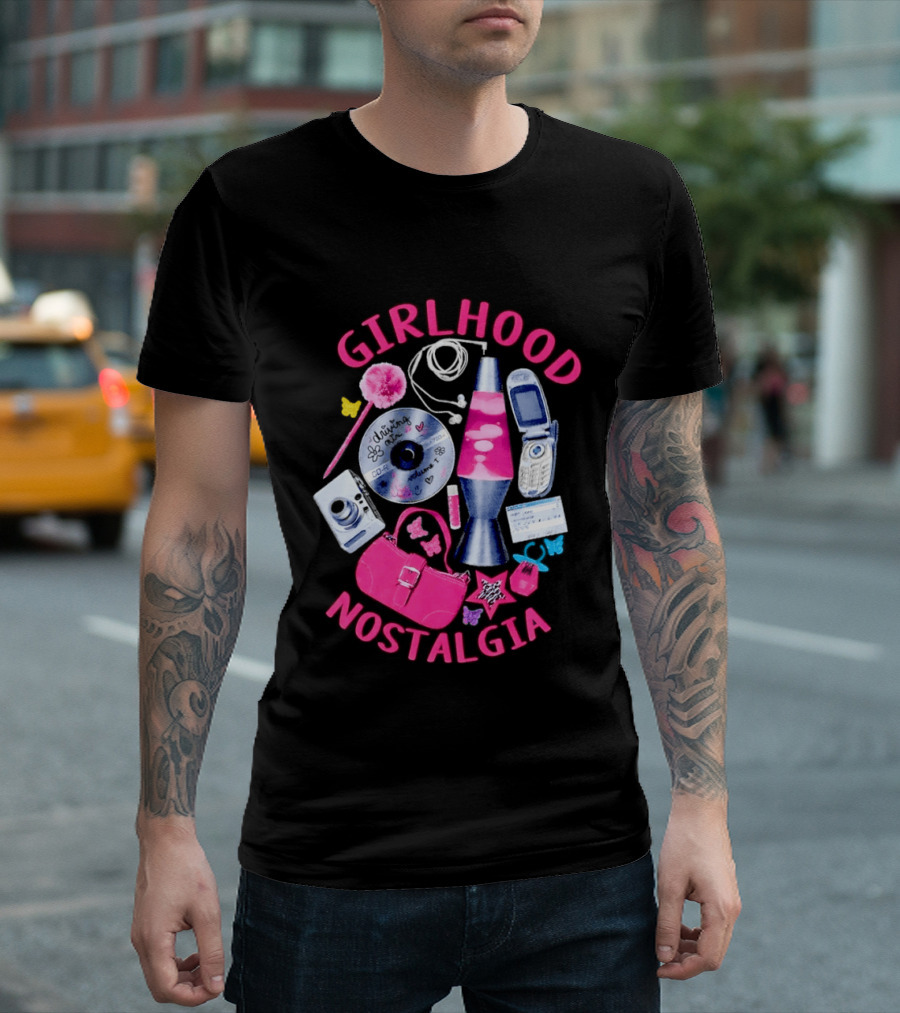 Girlhood Nostalgia Lava Lamp And Vintage Tech Accessories Throwback T-Shirt