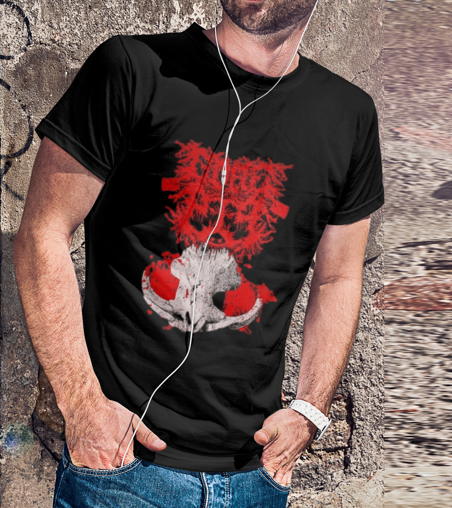 Gore Boar Skull Red Face Death Metal Hardcore T-Shirt