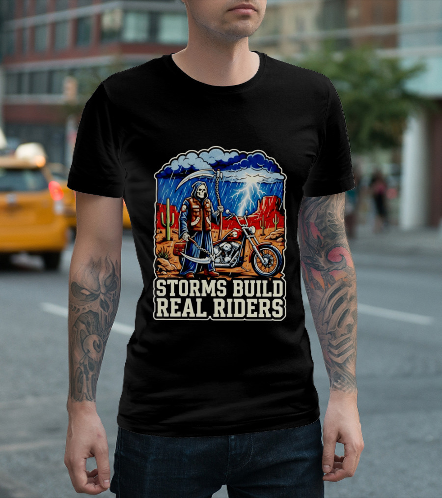 Real Riders Grim Reaper Motorcycle Storm Adventure T-Shirt