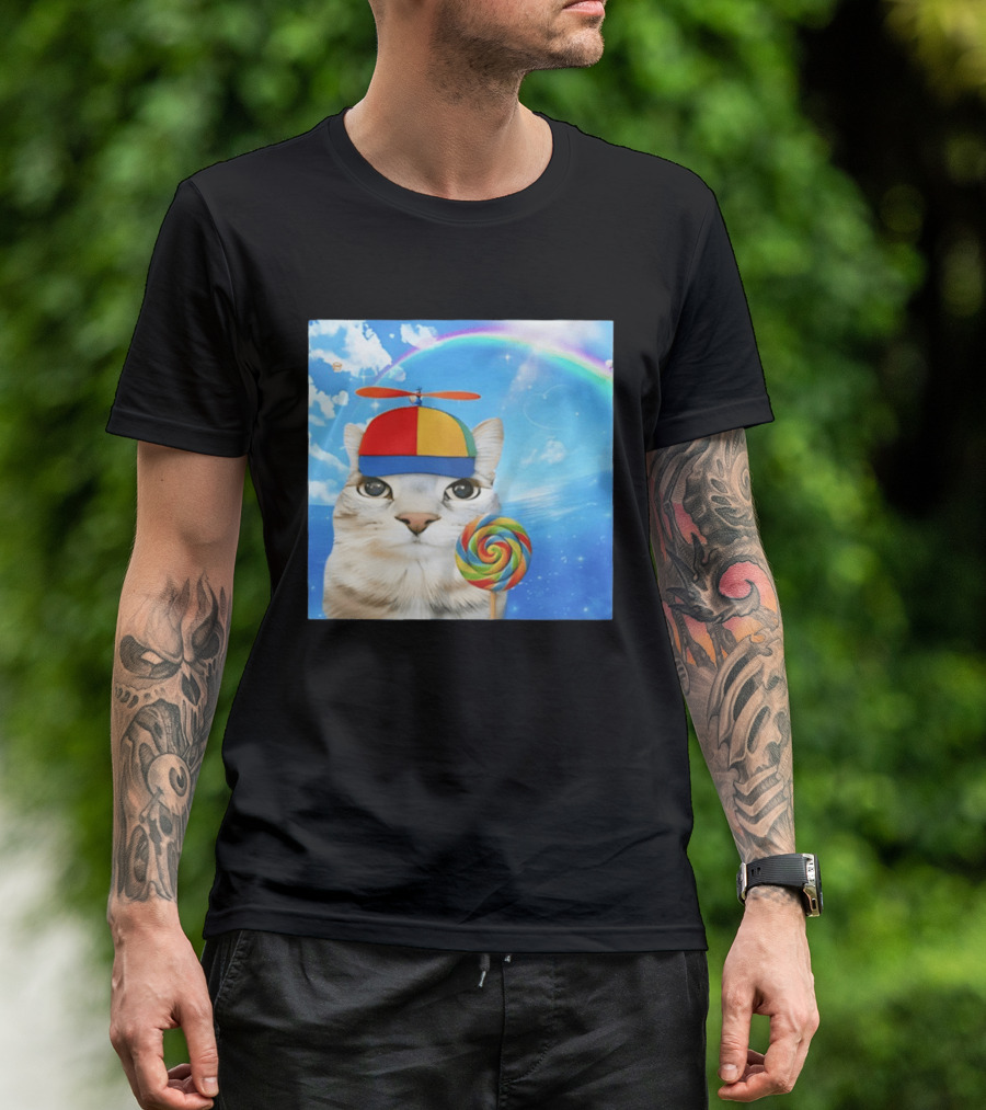 Happy Cat Rainbow Lollipop Dreamcore Brainrot Meme Weirdcore Aesthetic T-Shirt