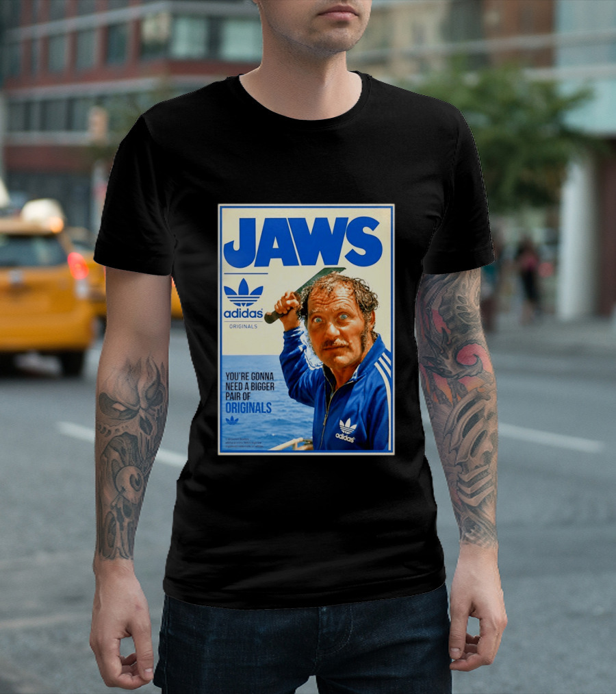 Jaws Adidas Originals You're Gonna Need A Bigger Pair Quint Machete T-Shirt