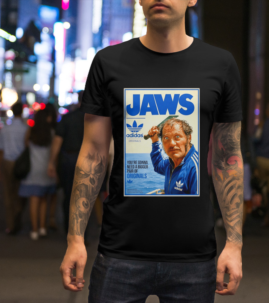 Jaws Adidas Originals You're Gonna Need A Bigger Pair Quint Machete T-Shirt