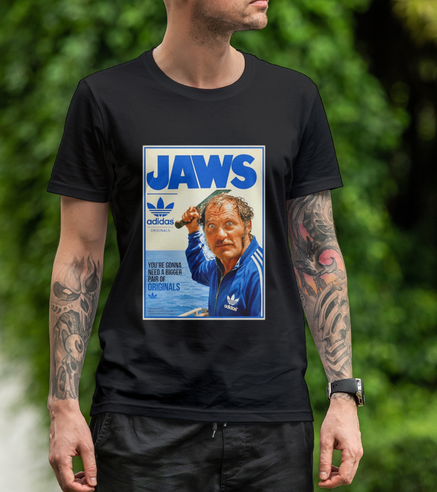 Jaws Adidas Originals You're Gonna Need A Bigger Pair Quint Machete T-Shirt