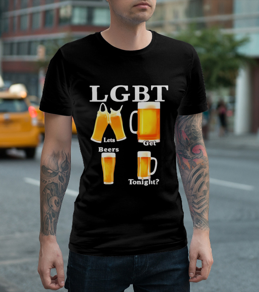 LGBT Lets Get Beers Tonight Beer Drinking Humor T-Shirt