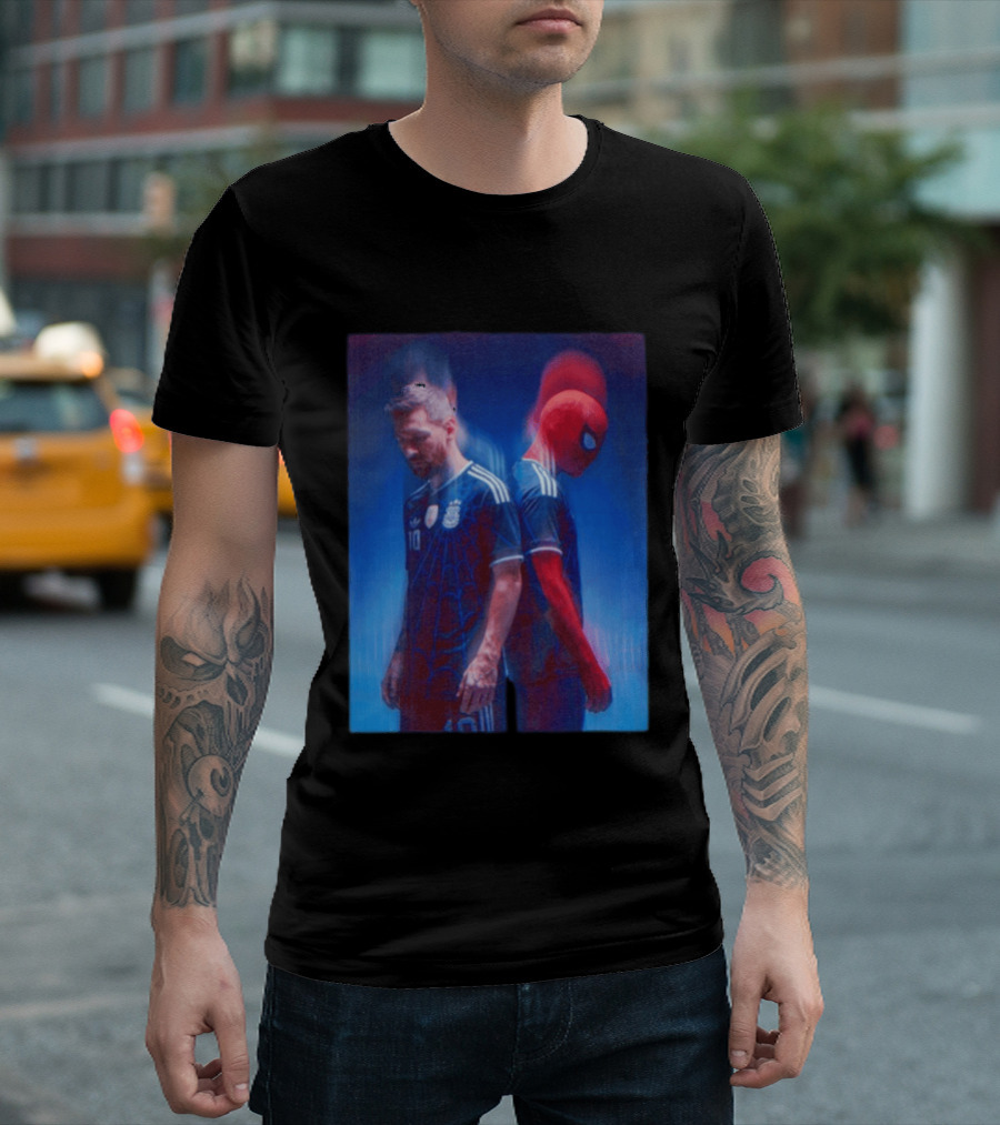 Lionel Messi Spider Man Argentina AFA Jersey Dual Image T-Shirt