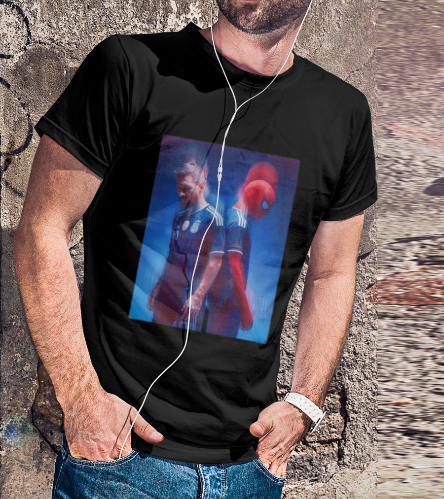 Lionel Messi Spider Man Argentina AFA Jersey Dual Image T-Shirt