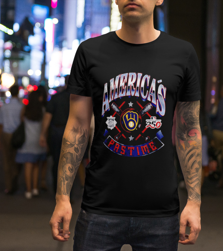 America's Pastime Milwaukee Brewers Celebrating America's 250th Baseball T-Shirt