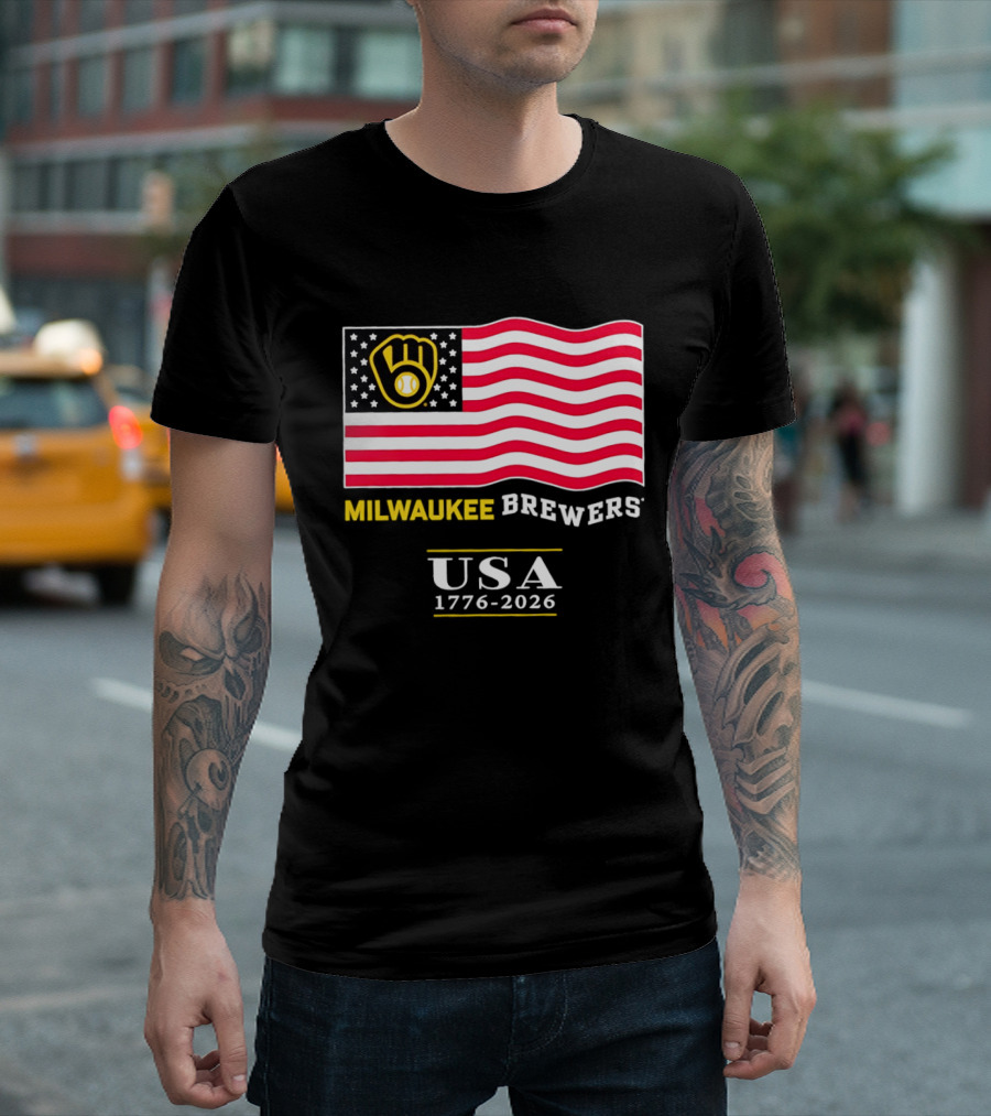 Milwaukee Brewers USA 1776 2026 American Flag Baseball Team T-Shirt
