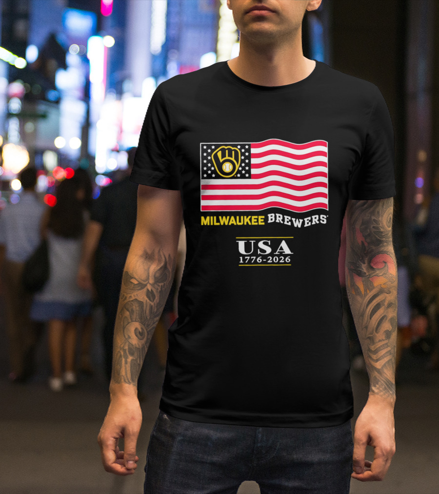 Milwaukee Brewers USA 1776 2026 American Flag Baseball Team T-Shirt