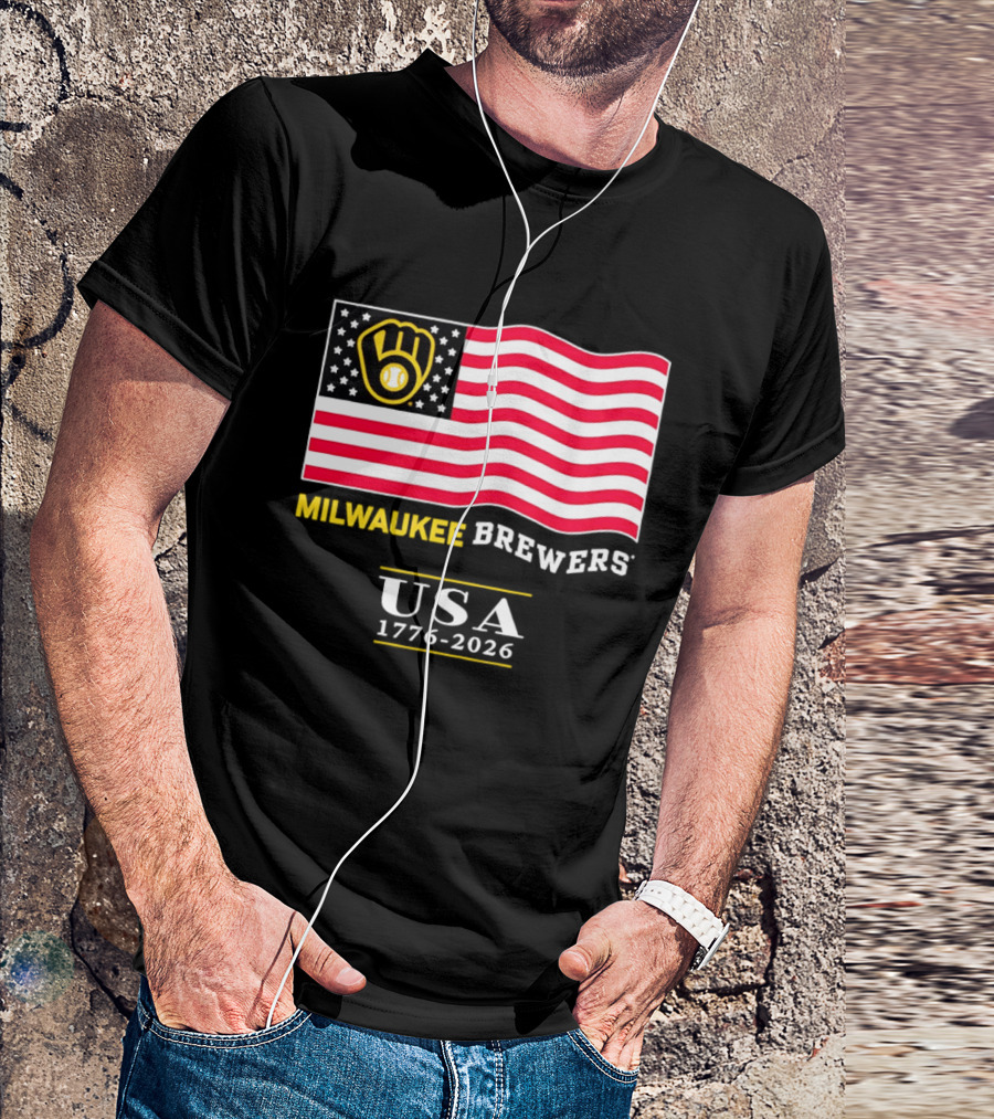 Milwaukee Brewers USA 1776 2026 American Flag Baseball Team T-Shirt