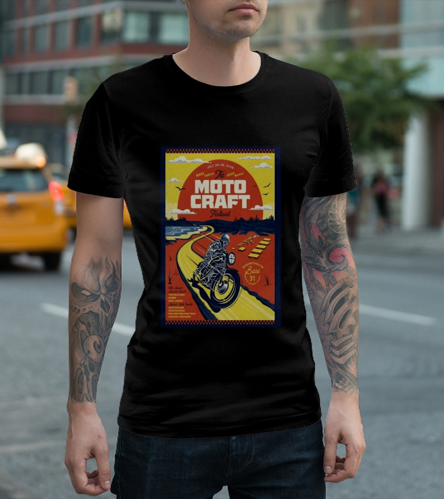 Moto Craft Festival July 24 26 2026 Base31 Prince Edward County Bikes Thrills Speed Music T-Shirt