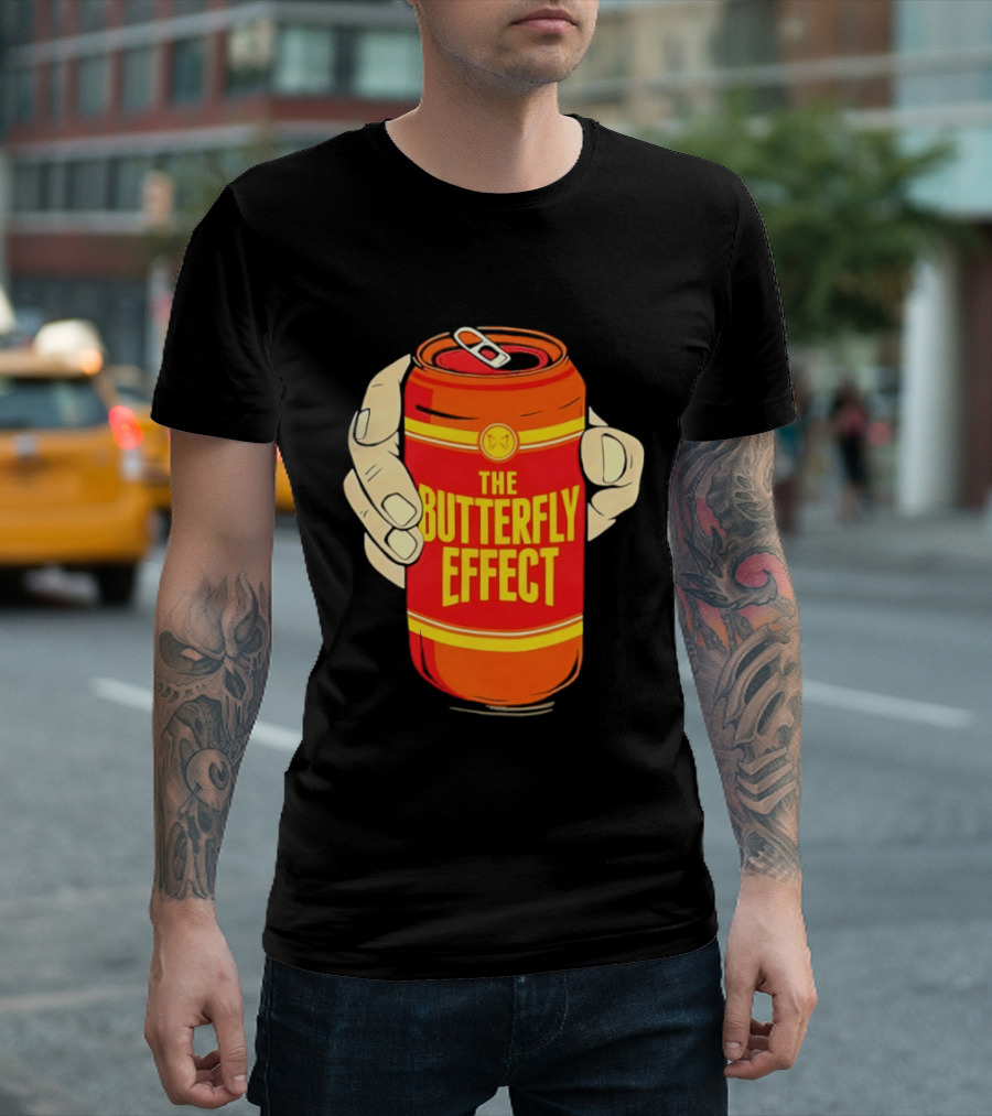The Butterfly Effect Soda Can Vibrant Red Yellow Pop T-Shirt