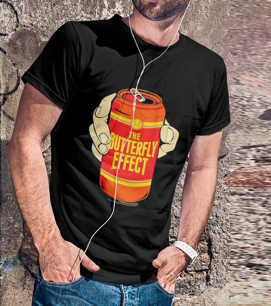 The Butterfly Effect Soda Can Vibrant Red Yellow Pop T-Shirt