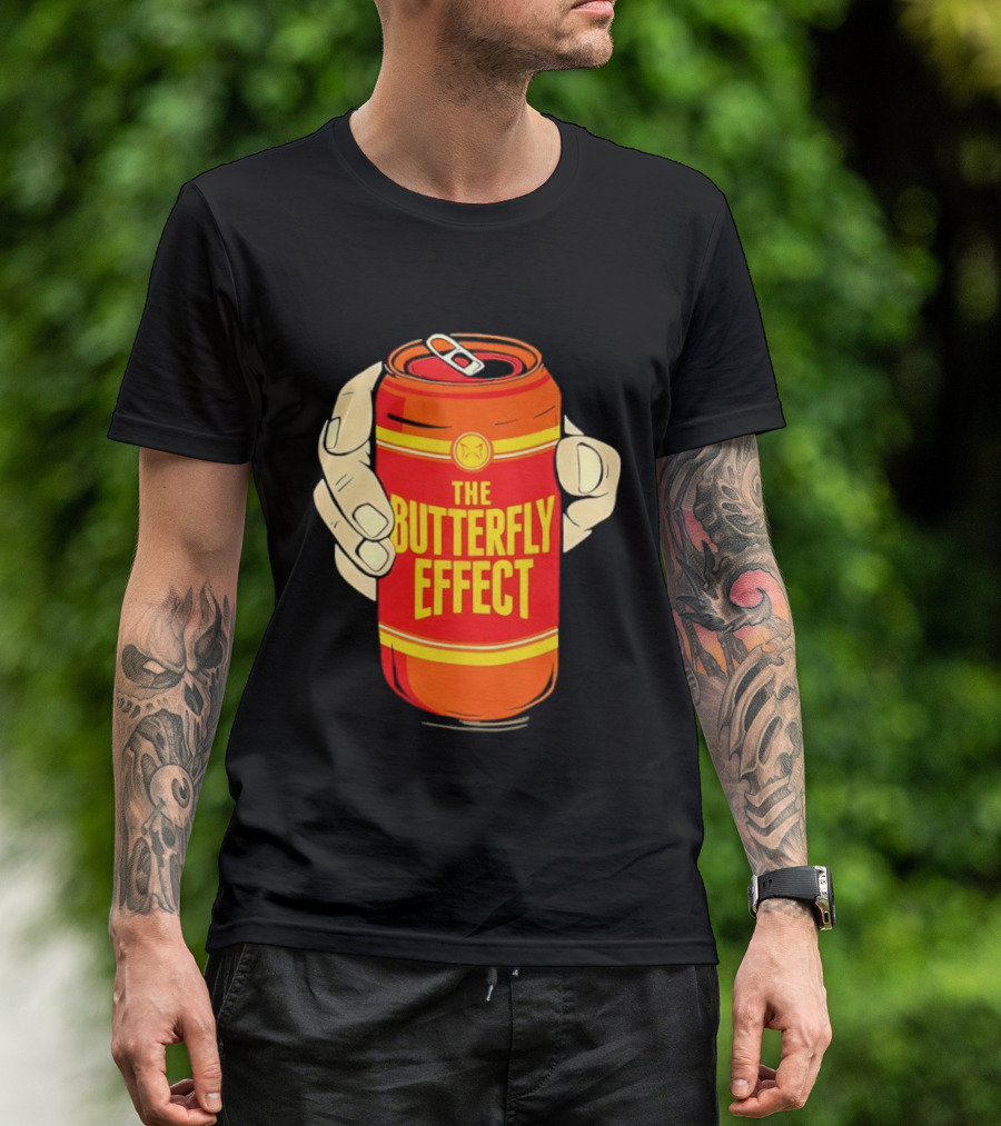 The Butterfly Effect Soda Can Vibrant Red Yellow Pop T-Shirt