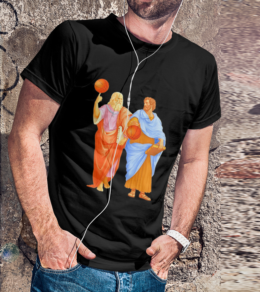 Plato Spinning Basketball Aristotle Playing Basketball In Ancient Greek Philosophy Duel T-Shirt