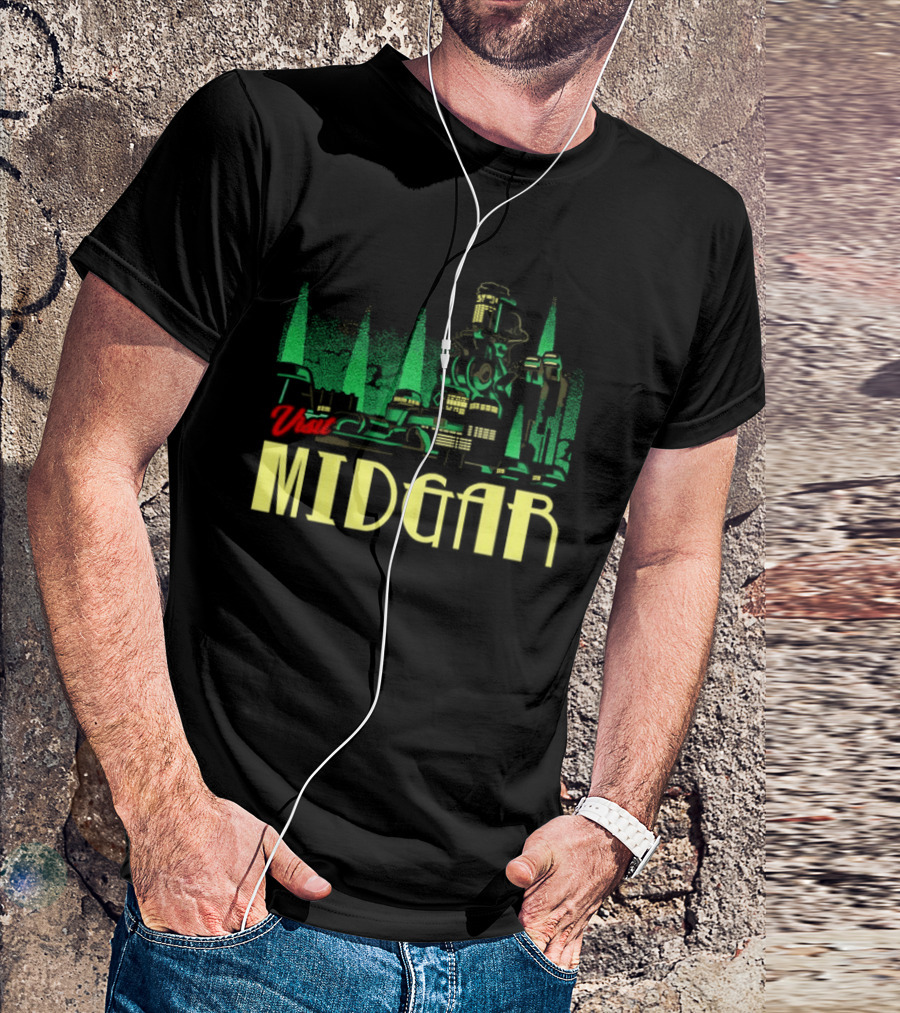 Visit Midgar Final Fantasy VII Cloud Strife Iconic Cityscape T-Shirt