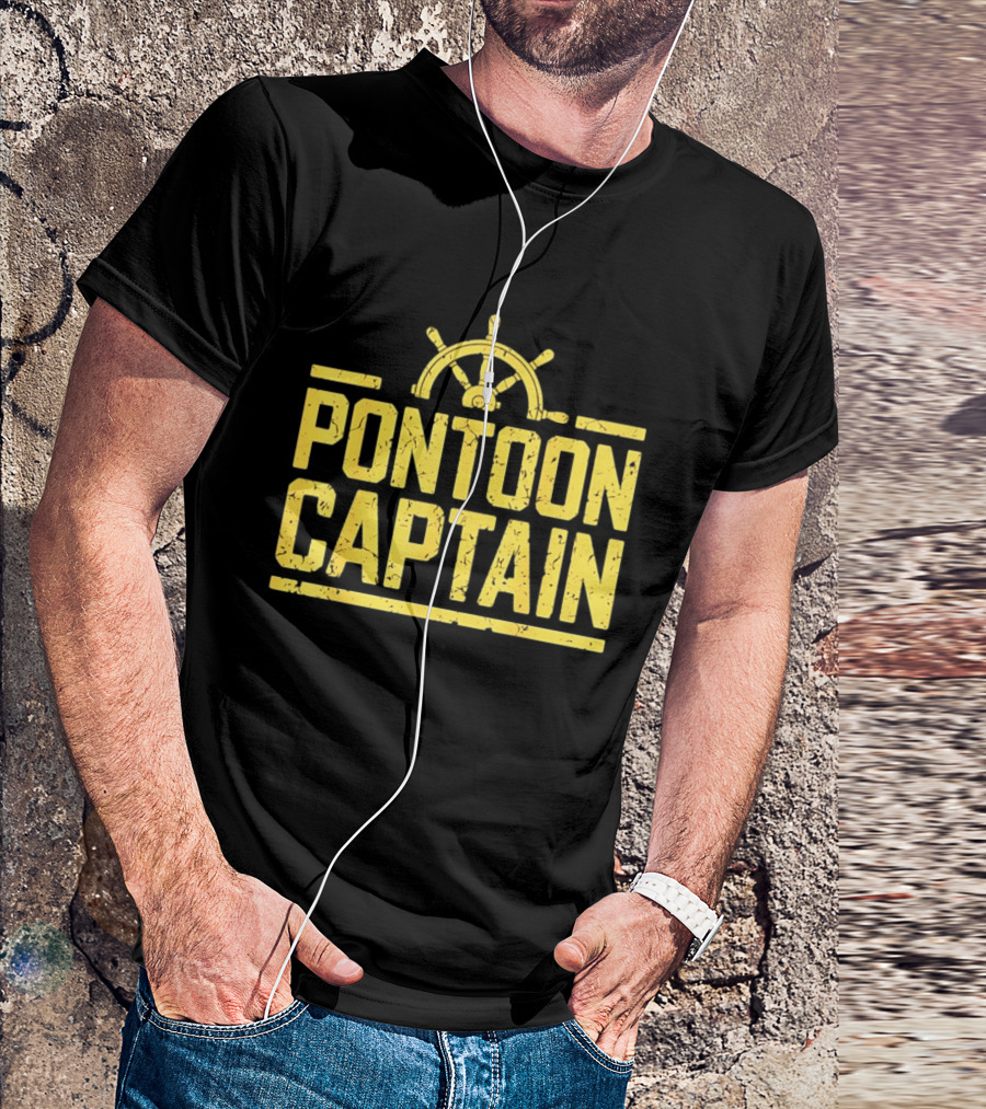 Pontoon Captain Ship Wheel Nautical Boating Adventure T-Shirt