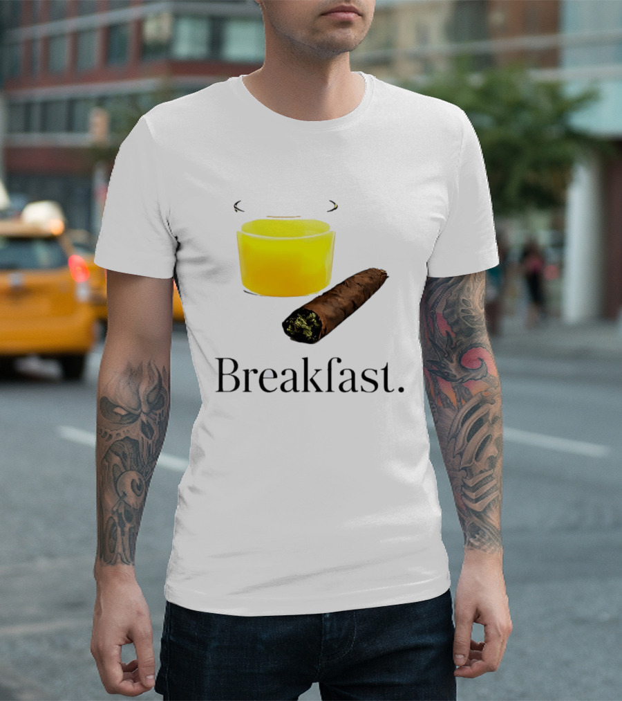 Breakfast Juice And Blunt Retro Humor With Glass And Cigar T-Shirt