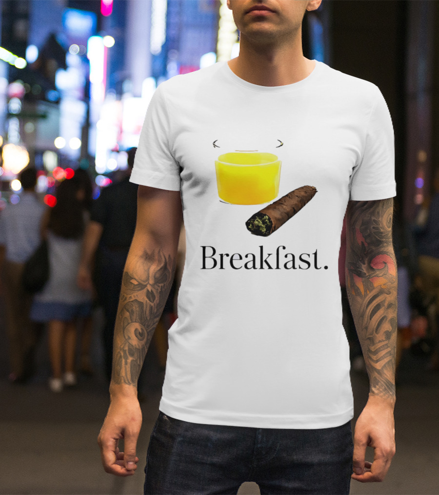 Breakfast Juice And Blunt Retro Humor With Glass And Cigar T-Shirt