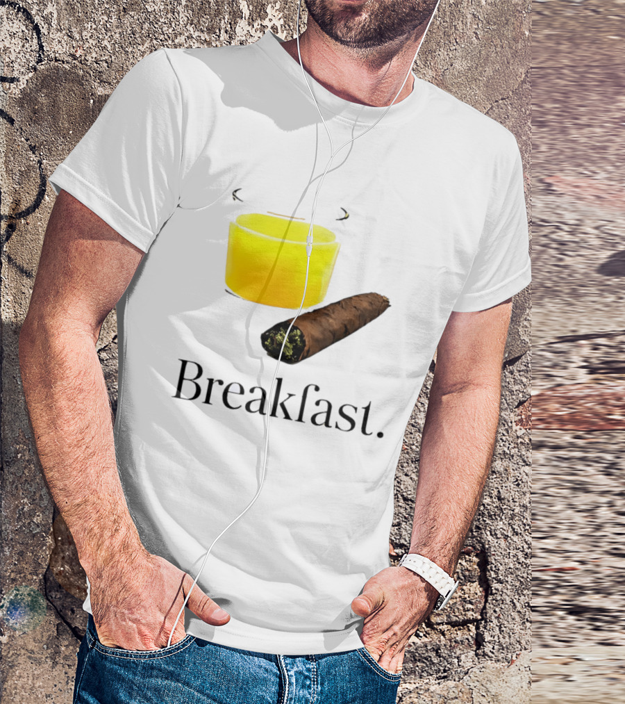 Breakfast Juice And Blunt Retro Humor With Glass And Cigar T-Shirt