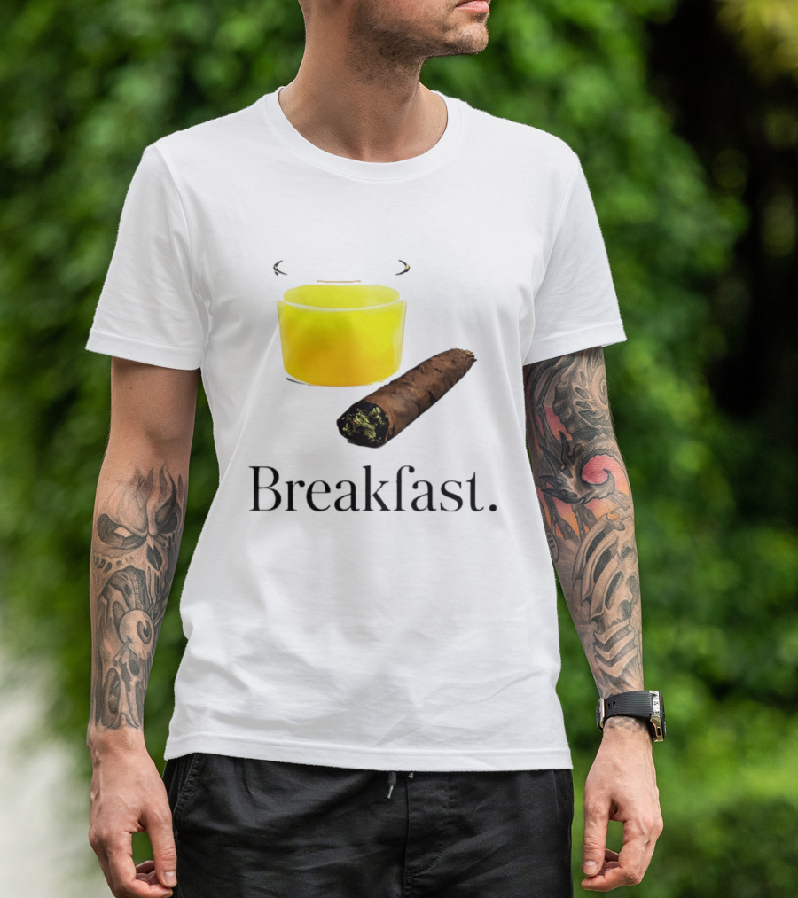 Breakfast Juice And Blunt Retro Humor With Glass And Cigar T-Shirt