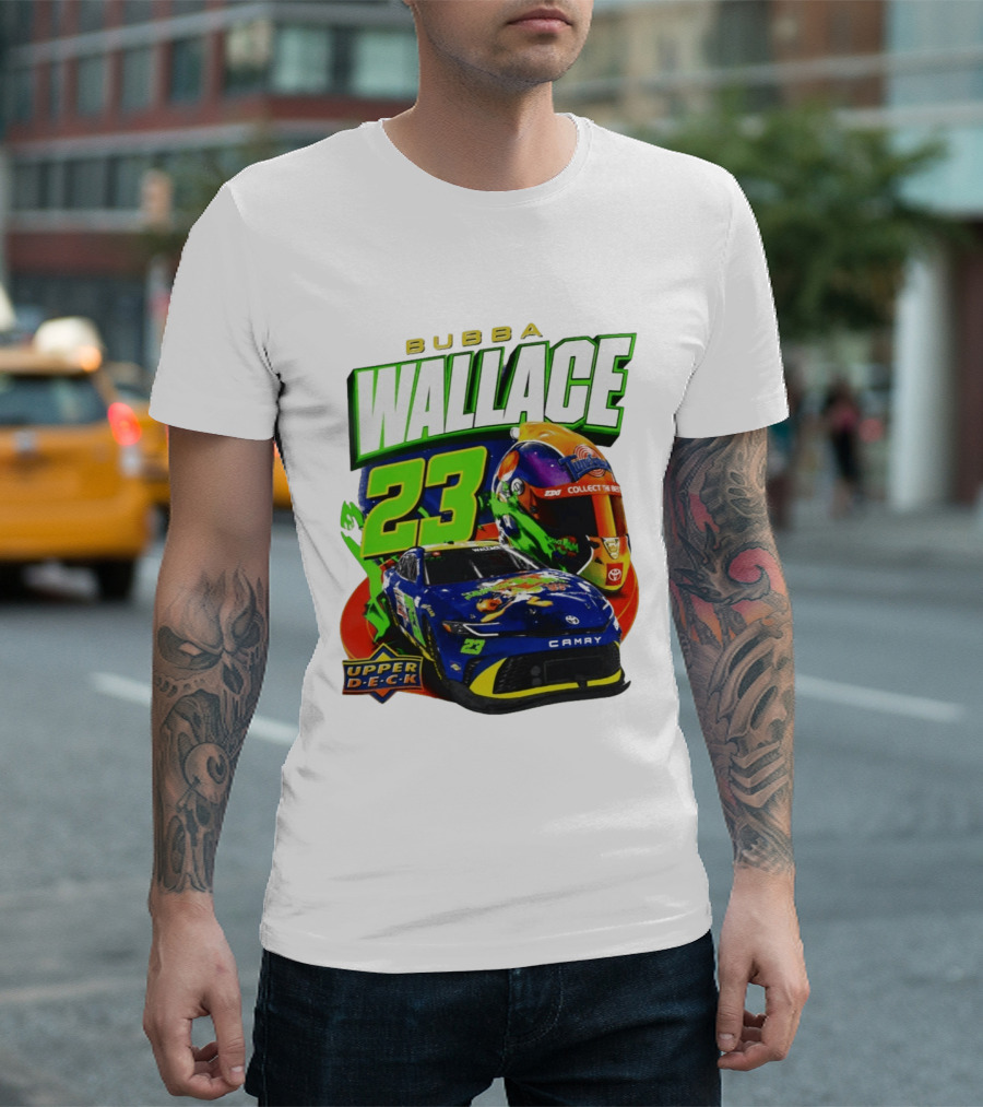 Bubba Wallace 23 Collect The Best Upper D.E.C.K Racing Helmet And Camry T-Shirt