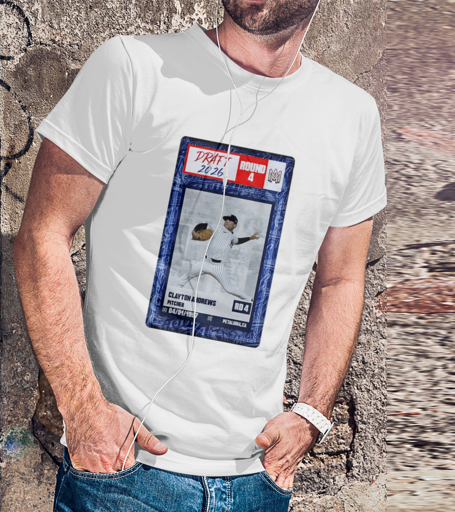 New York Yankees Clayton Andrews MLB Draft 2026 Round 4 Pitcher Trading Card T-Shirt