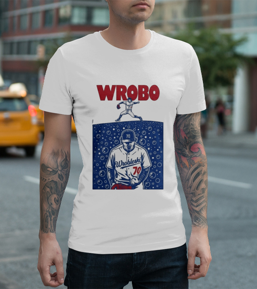 Wrobo Wrobleski 70 Baseball Pitcher Bubble T-Shirt