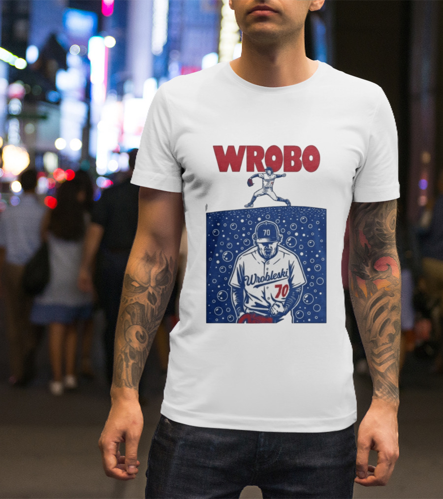 Wrobo Wrobleski 70 Baseball Pitcher Bubble T-Shirt