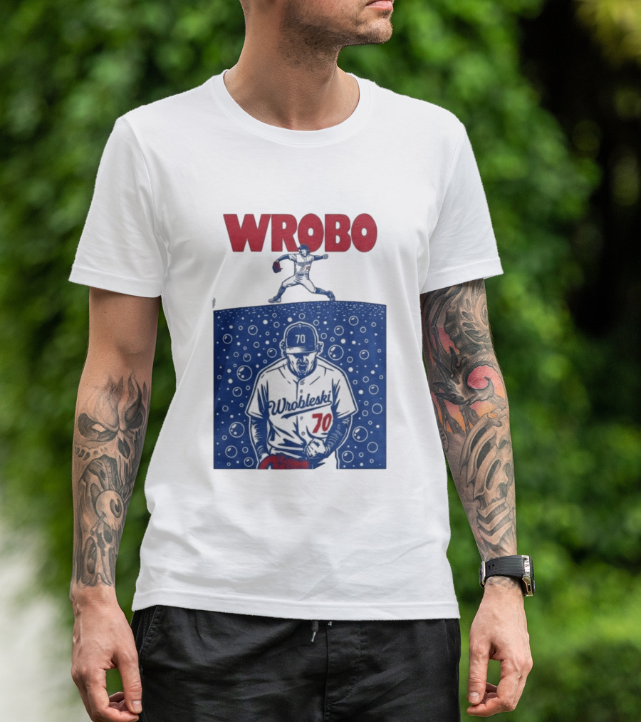 Wrobo Wrobleski 70 Baseball Pitcher Bubble T-Shirt