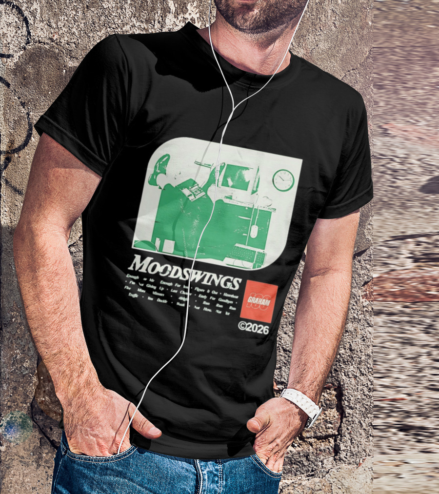 MOODSWINGS Graham 2023 Man Resting Legs On Desk Computer T-Shirt