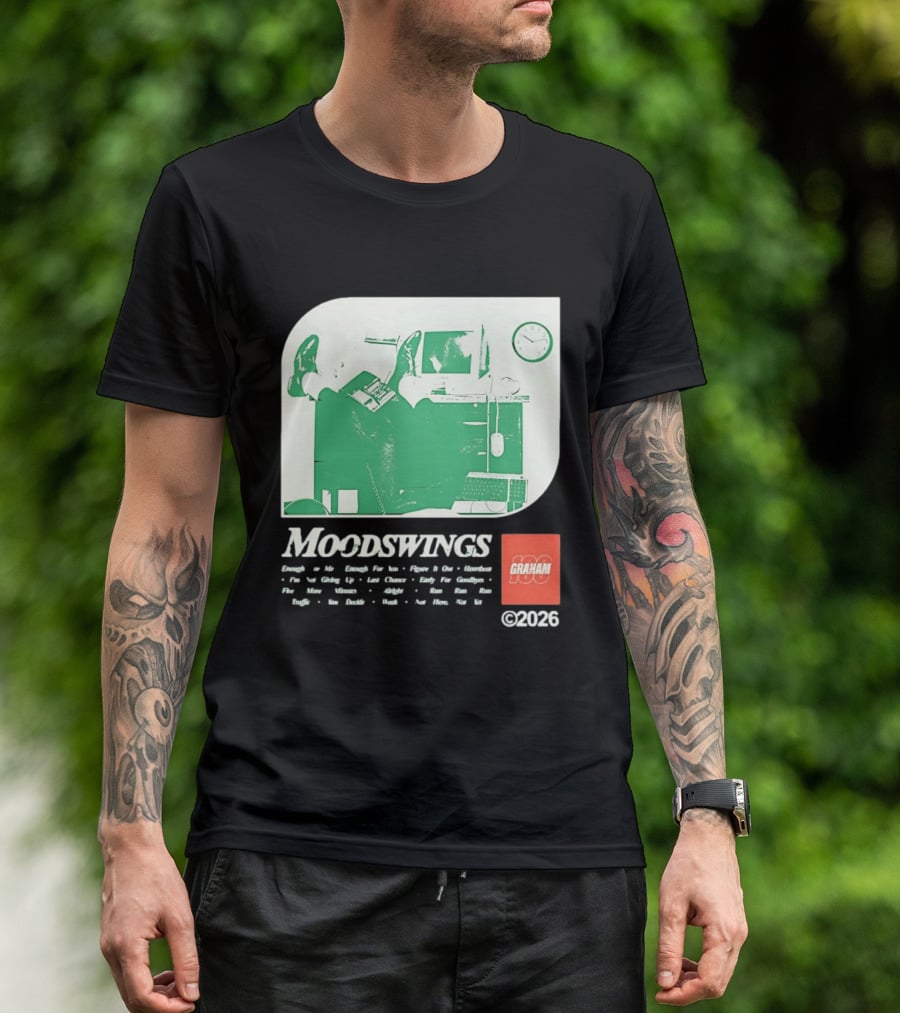 MOODSWINGS Graham 2023 Man Resting Legs On Desk Computer T-Shirt