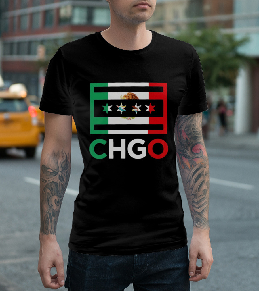 CHGO Mexico Flag Colors With Eagle And Stars T-Shirt
