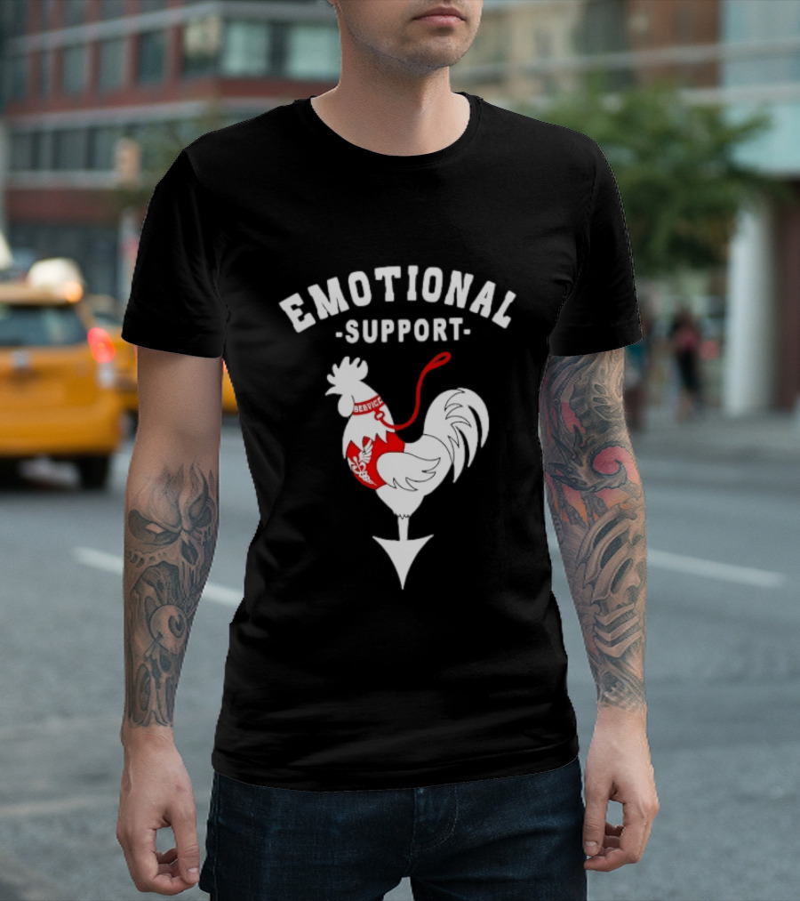 Emotional Support Service Rooster Chicken T-Shirt