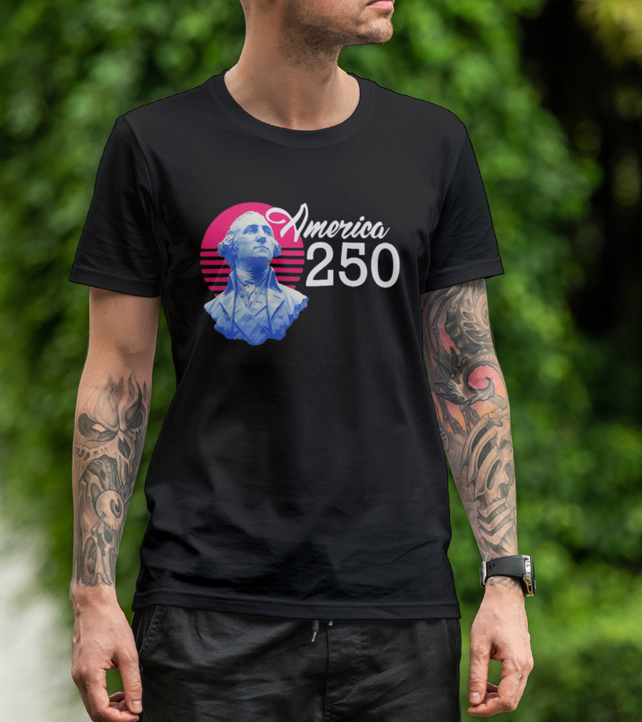 George Washington America 250 Synthwave Retro Bust T-Shirt
