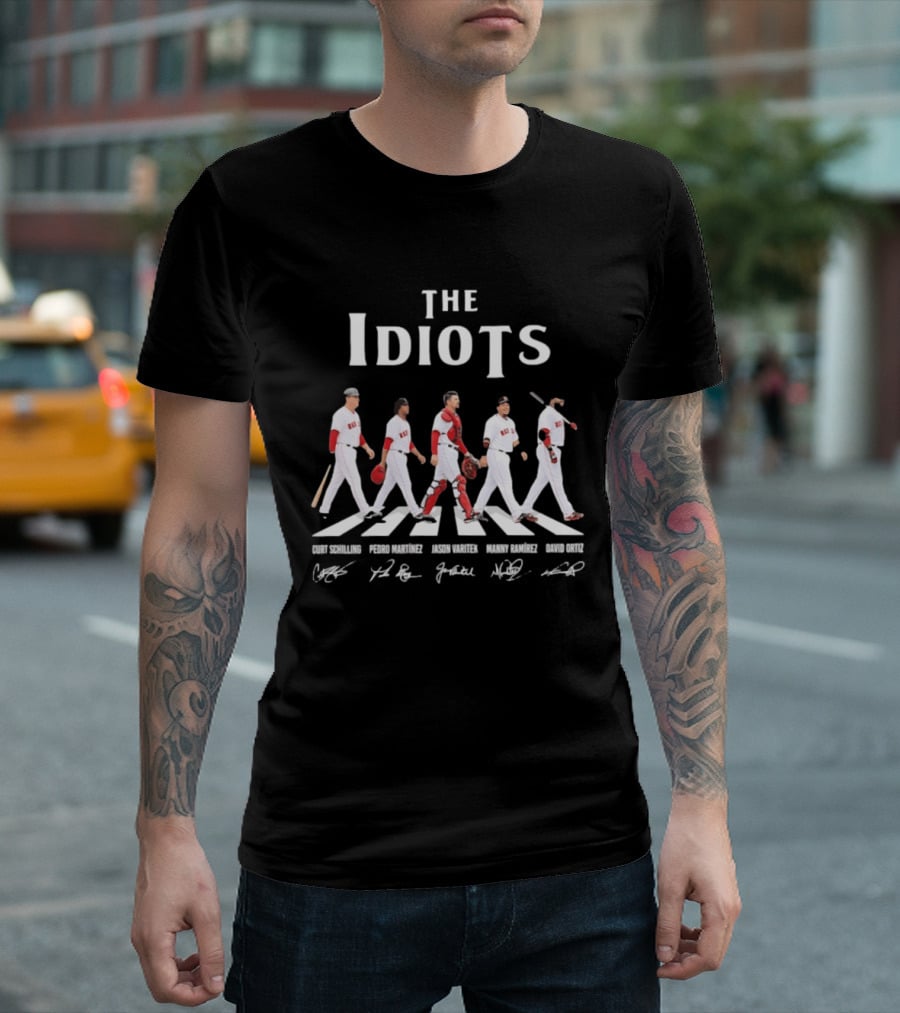 The Idiots Curt Schilling Pedro Martinez Jason Varitek Manny Ramirez David Ortiz Boston Red Sox Abbey Road Signatures T-Shirt