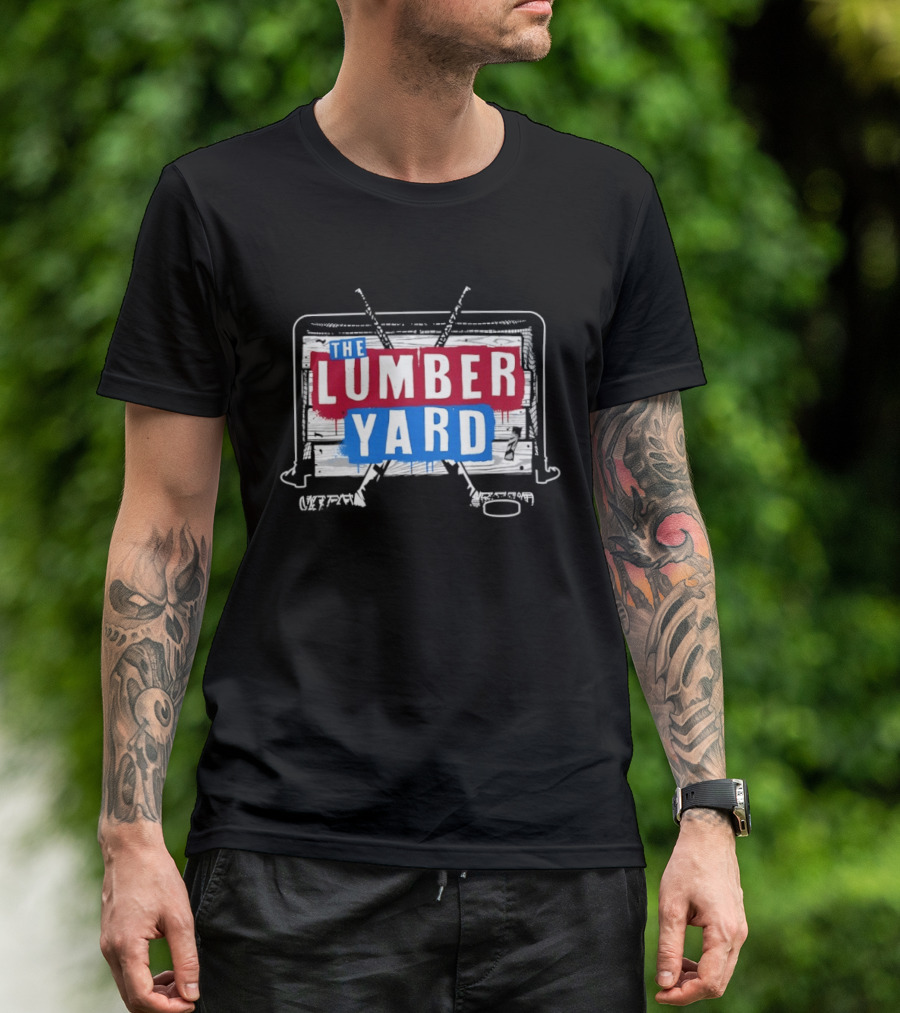 The Lumber Yard DNVR Hockey Sports Logo Hockey Rink Sticks T-Shirt