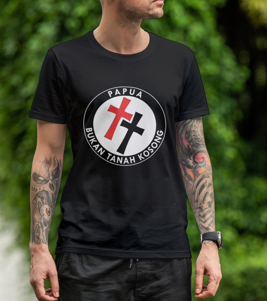 Papua Bukan Tanah Kosong Jaga Tanah Jaga Hutan Cross Symbol Two Sided T-Shirt