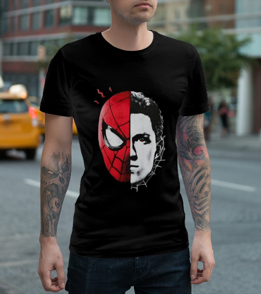 Tom Holland Spider Man Split Face Marvel Mashup T-Shirt