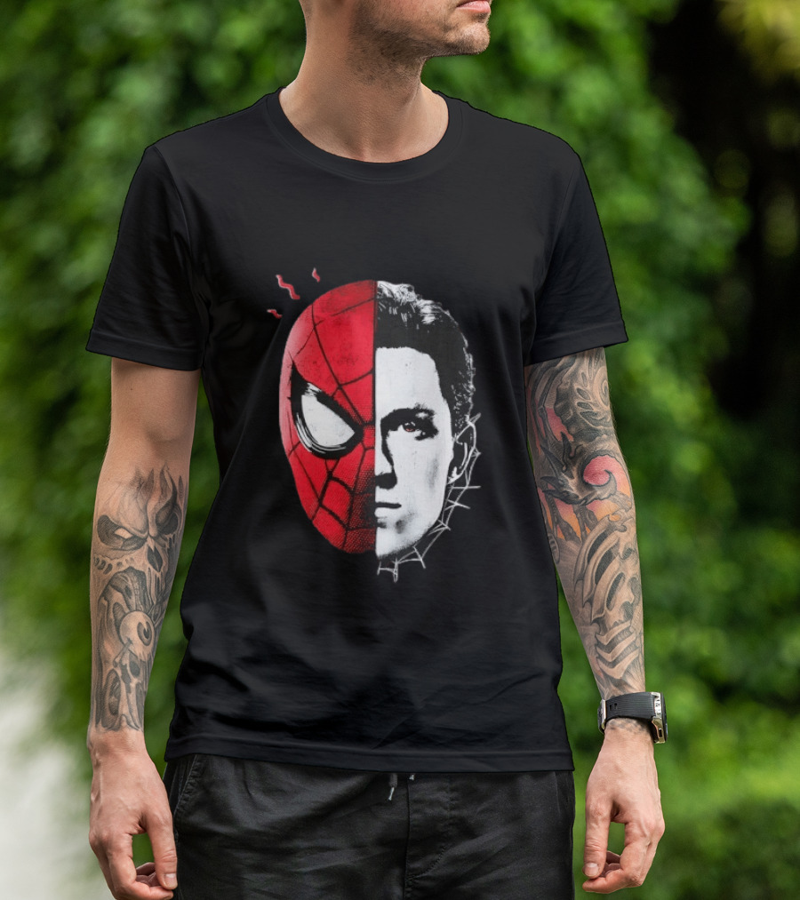 Tom Holland Spider Man Split Face Marvel Mashup T-Shirt