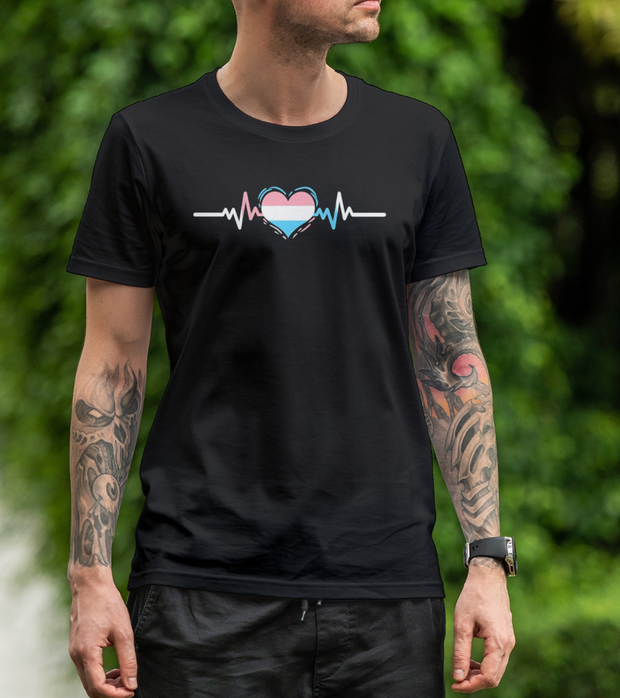 Transgender Pride Flag Heartbeat Line Symbolizing Love And Identity T-Shirt