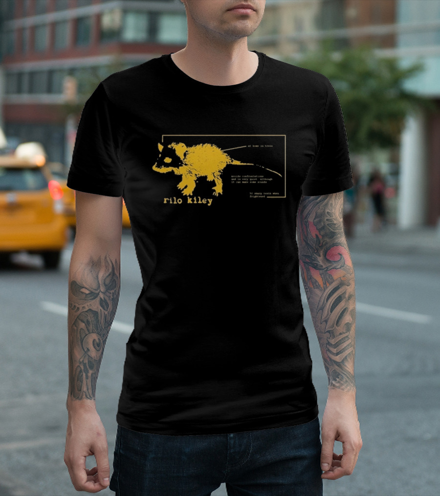 Rilo Kiley Possum Schematic Diagram With Bold Yellow Color T-Shirt