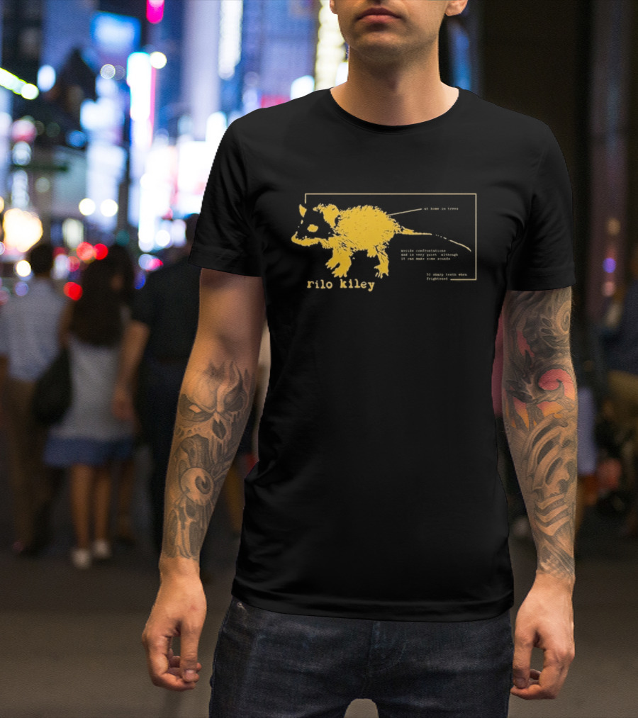 Rilo Kiley Possum Schematic Diagram With Bold Yellow Color T-Shirt