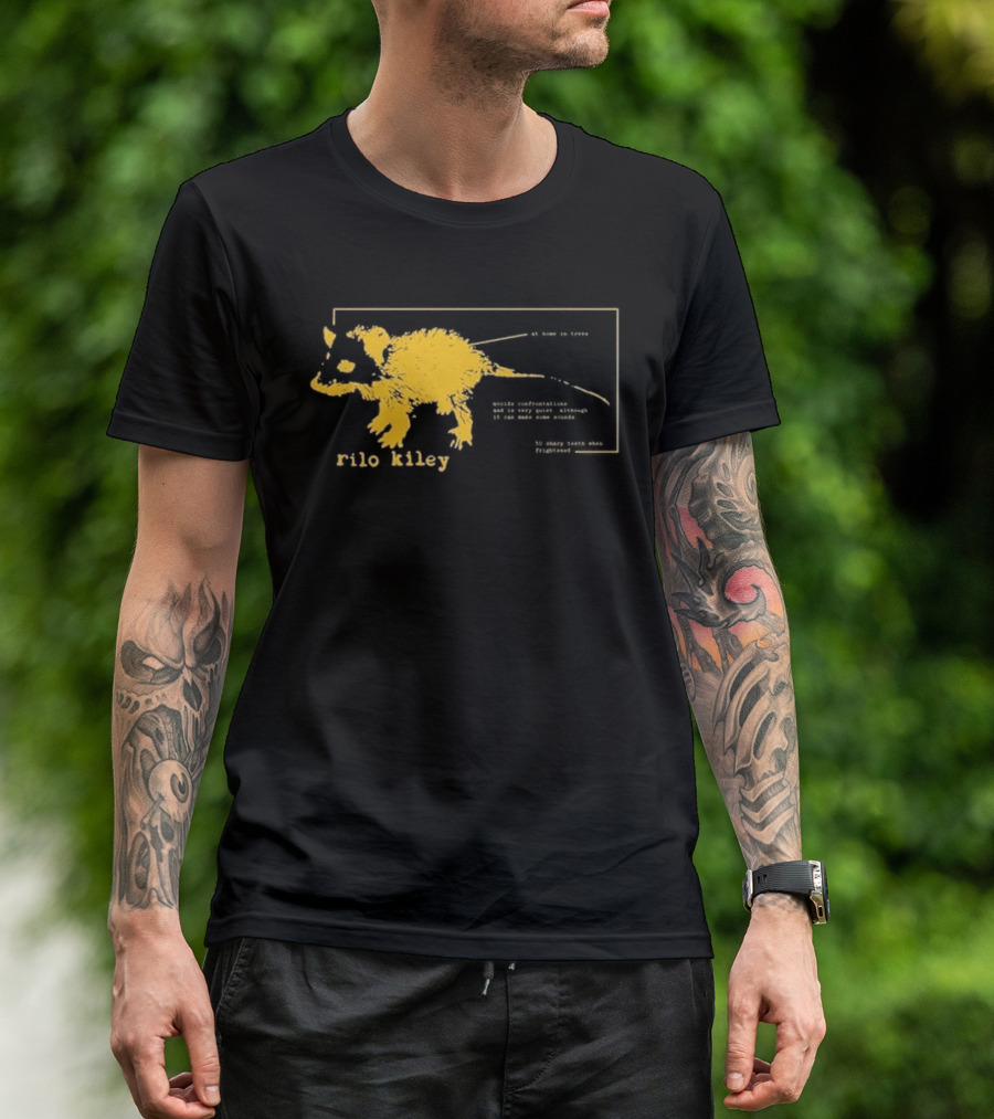 Rilo Kiley Possum Schematic Diagram With Bold Yellow Color T-Shirt