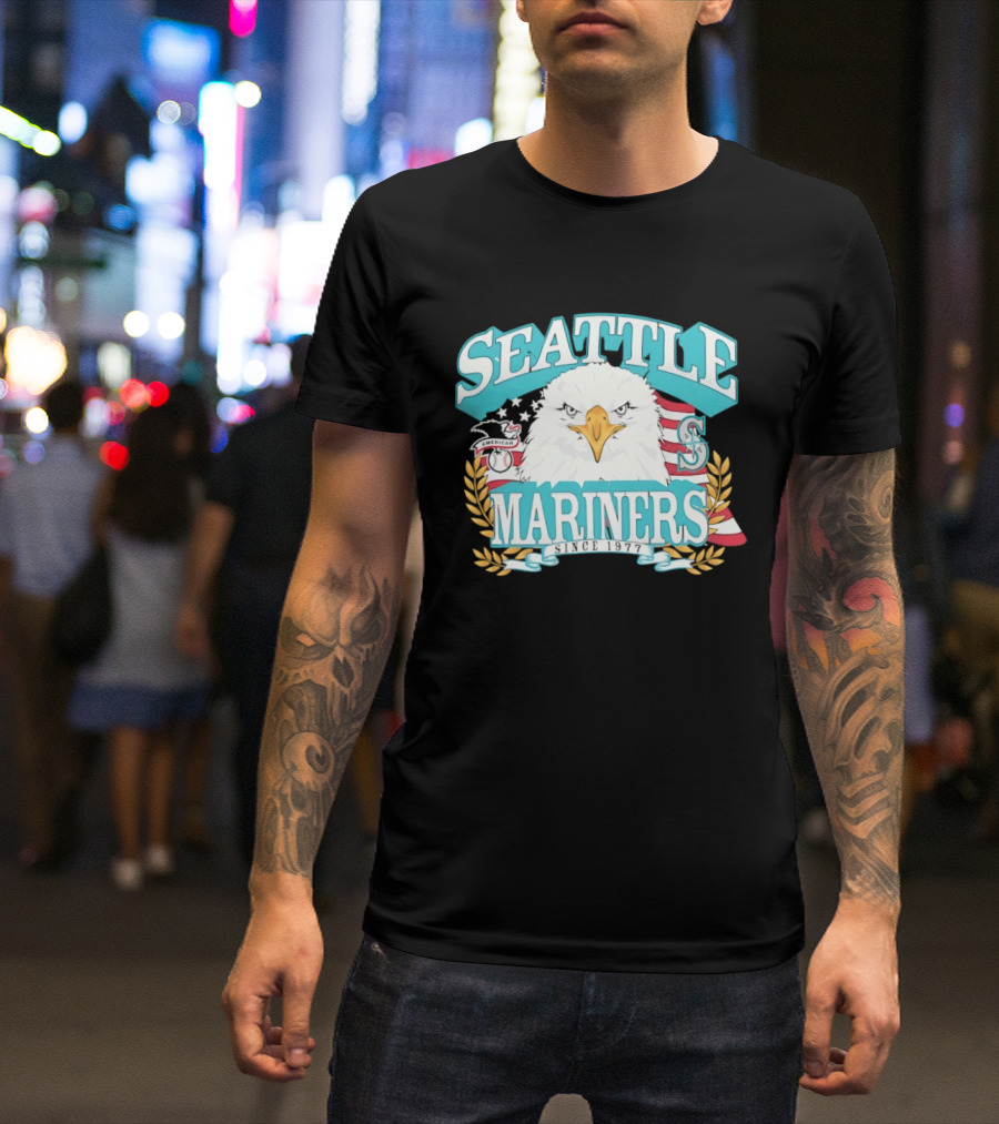 Seattle Mariners American League Eagle Emblem 1977 Heritage T-Shirt