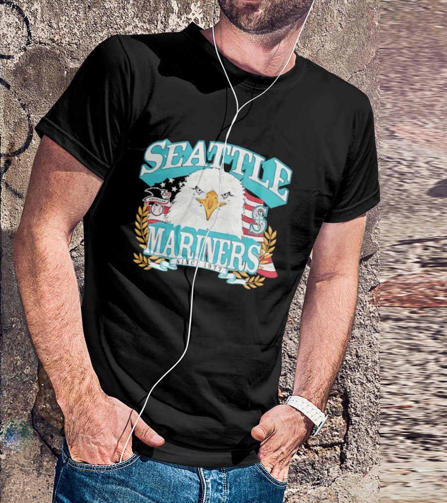 Seattle Mariners American League Eagle Emblem 1977 Heritage T-Shirt