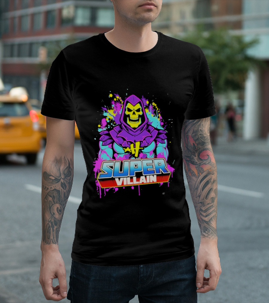 Skeletor Super Villain Masters Of The Universe Colorful Paint Splatter T-Shirt